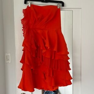 Ali Ro orange strapless sz 2 flamenco dress
